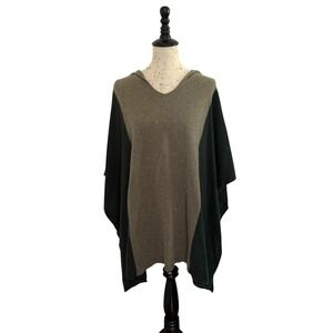 Halogen Womens Cashmere Cape Sweater Gray & Green One‎ Size Colorblock